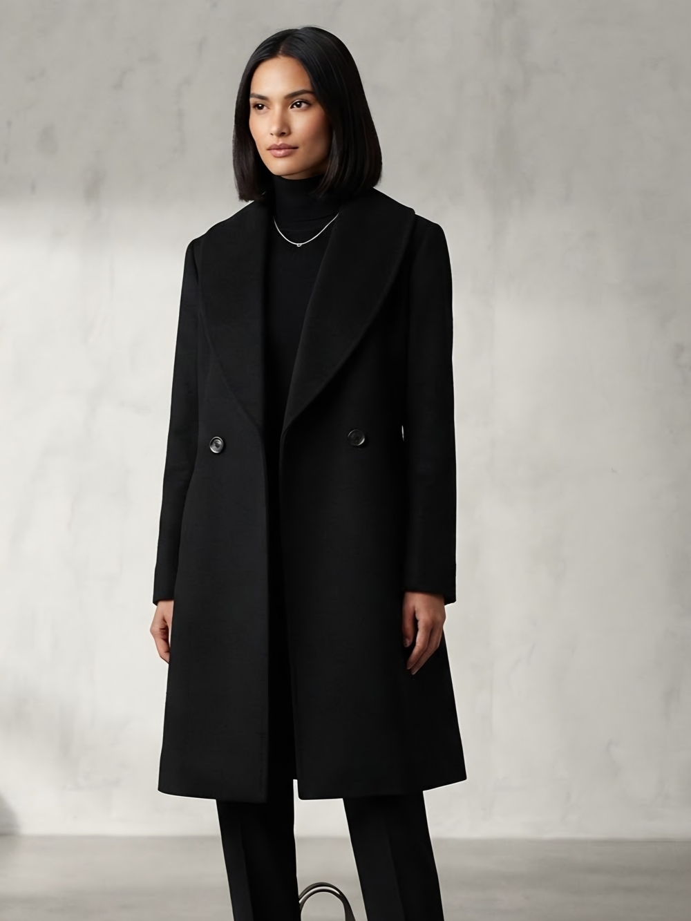 DKNY Black Double-Breasted Trench Coat Size XL